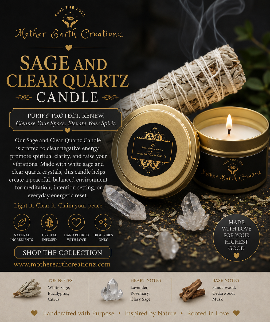 Sage and Clear Quartz